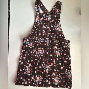 Gymboree Western Skies Brown Floral Corduroy Jumper Dress Girls Size 7